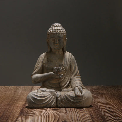 Zen-Inspired Solar-Powered Buddha Statue with Light - Resin Garden & Entryway Decor, Outdoor Ornament