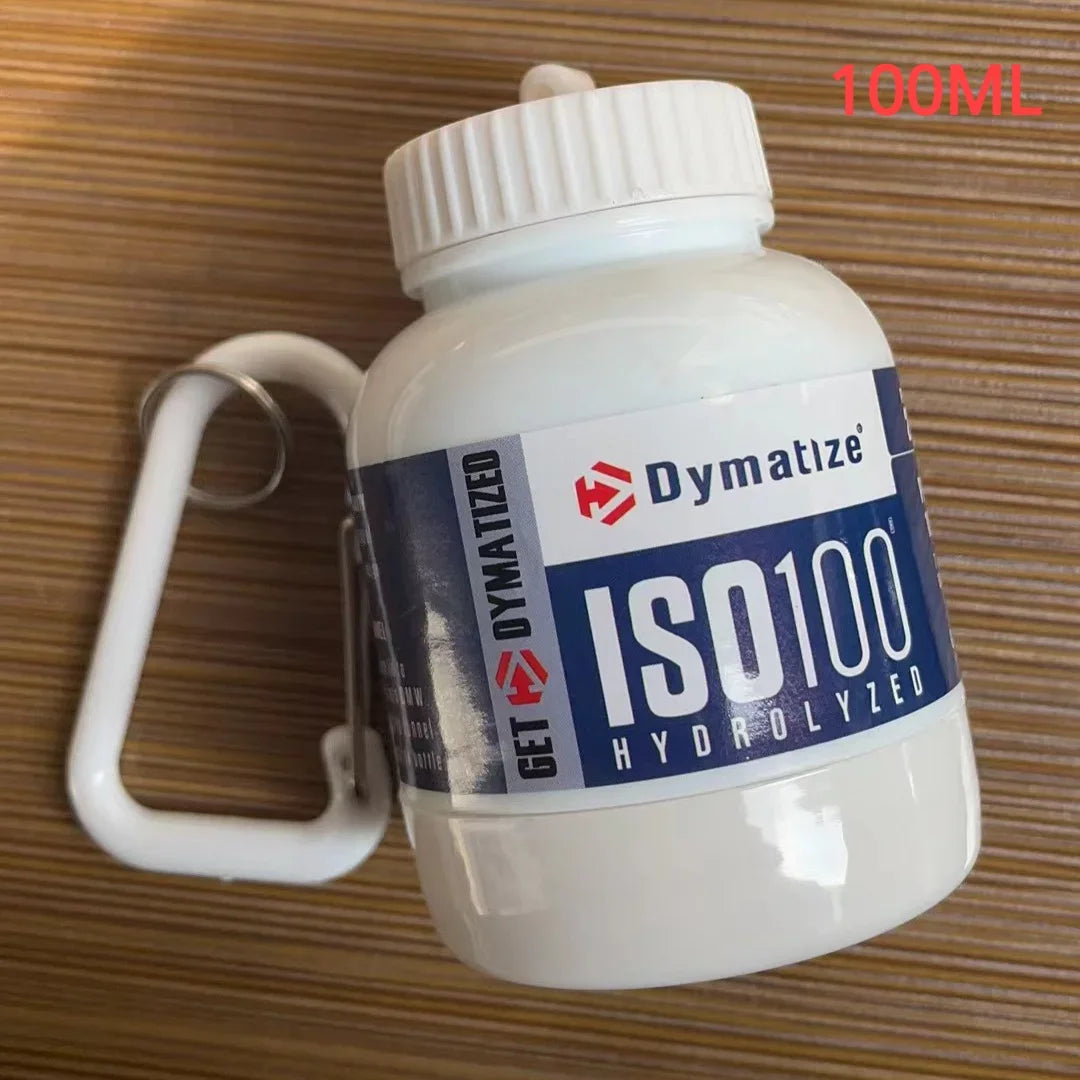 100/200ML Portable Mini Protein Powder Bottle with Keychain Health Funnel Medicine Box Container Small Cup Outdoor Sport Storage