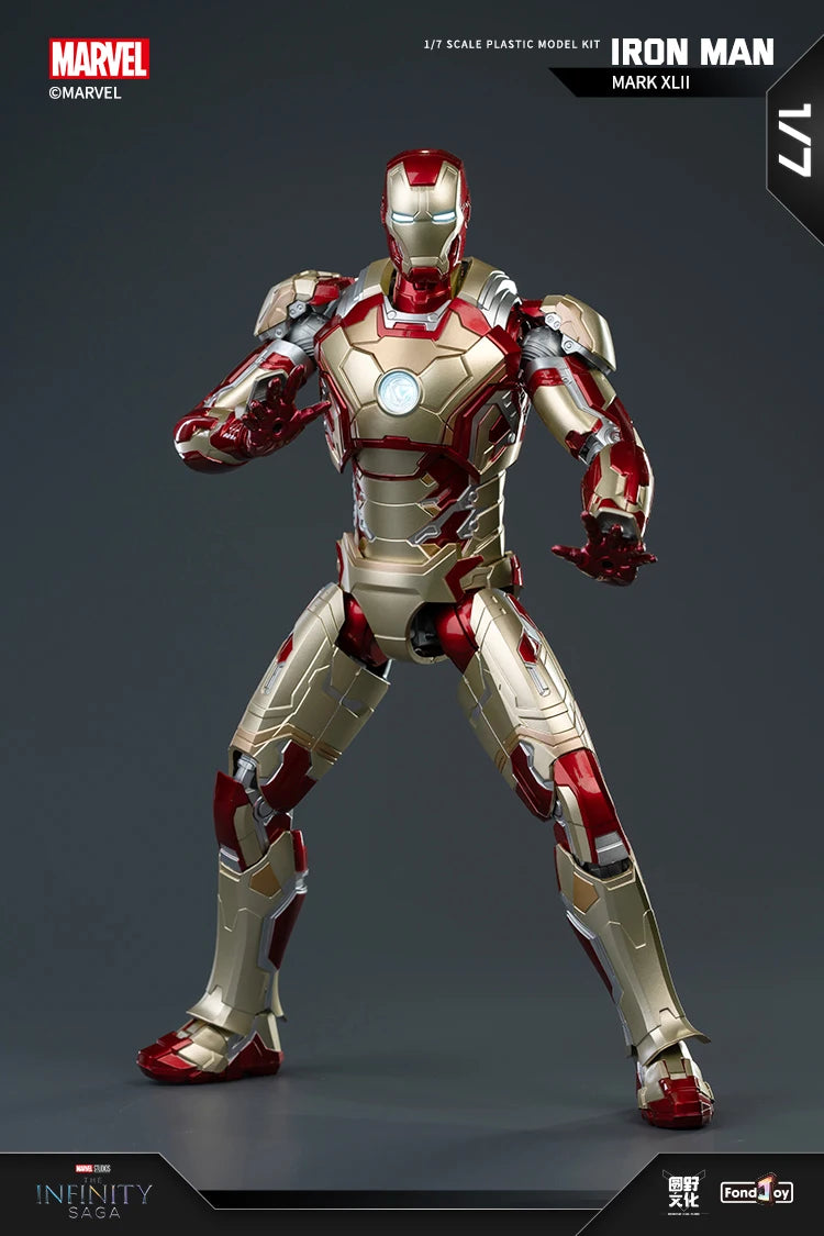 Fondjoy Marvel Iron Man MK42 Assembled Model 10in 1/7 scale Action Figures Reactors can emit light Collect Ornament Boy Toy Gift