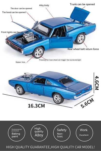 1:32 Scale CHARGER 1970 Alloy Diecast Model Car Pull Back Mini Vehicles Toys for Kids Lovers Collection