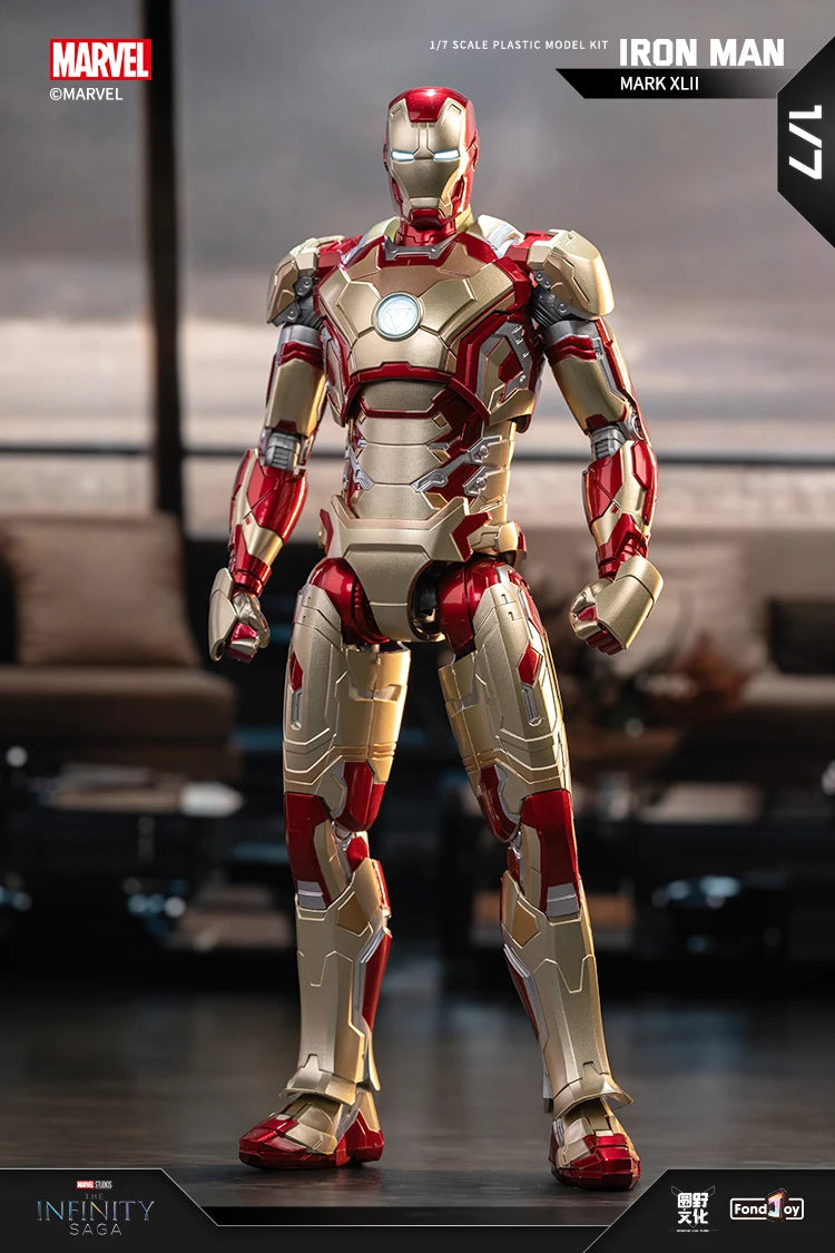 Fondjoy Marvel Iron Man MK42 Assembled Model 10in 1/7 scale Action Figures Reactors can emit light Collect Ornament Boy Toy Gift