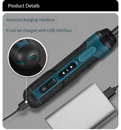 Mini Cordless Electric Screwdriver 1300mah Rechargeable Adjustment Power Drill Multi-function Disassembly Torque Repair Tools
