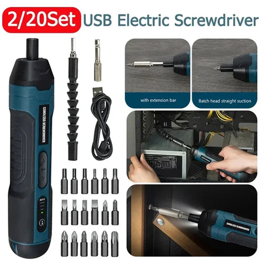 Mini Cordless Electric Screwdriver 1300mah Rechargeable Adjustment Power Drill Multi-function Disassembly Torque Repair Tools