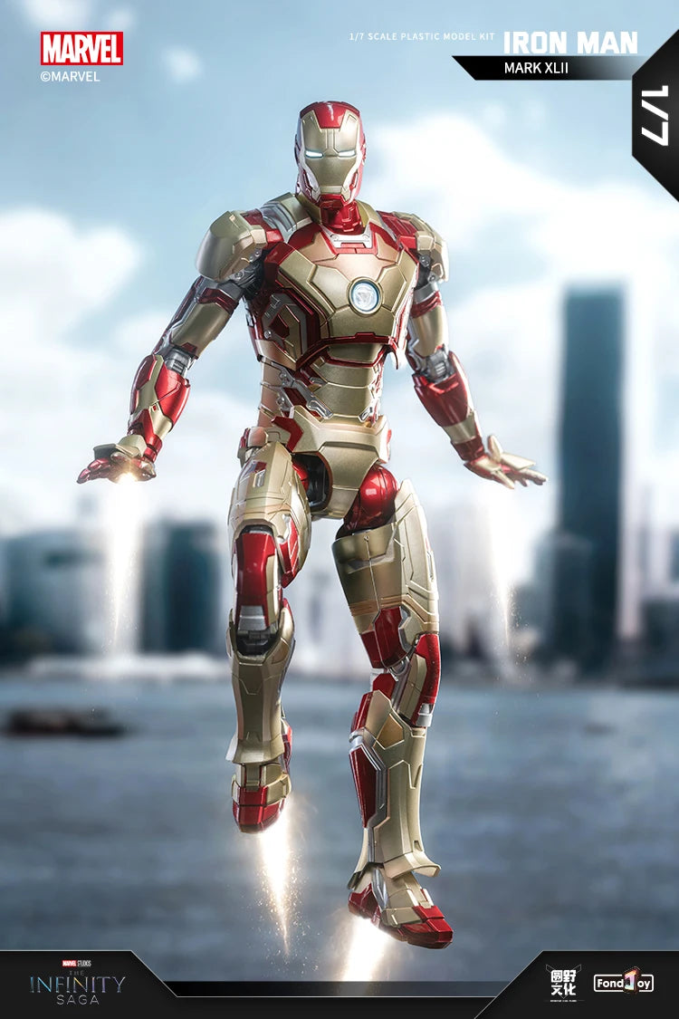 Fondjoy Marvel Iron Man MK42 Assembled Model 10in 1/7 scale Action Figures Reactors can emit light Collect Ornament Boy Toy Gift