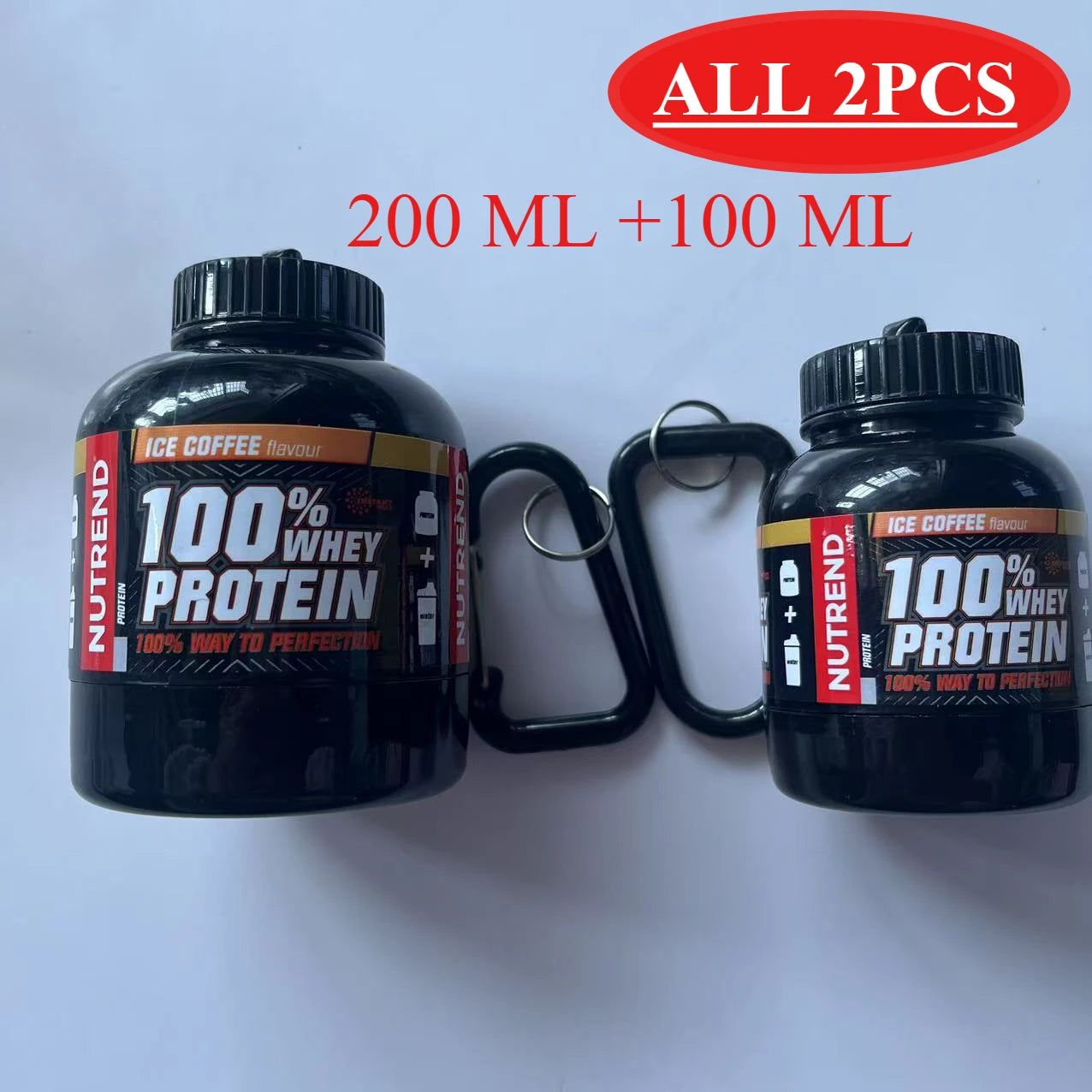 100/200ML Portable Mini Protein Powder Bottle with Keychain Health Funnel Medicine Box Container Small Cup Outdoor Sport Storage