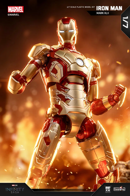 Fondjoy Marvel Iron Man MK42 Assembled Model 10in 1/7 scale Action Figures Reactors can emit light Collect Ornament Boy Toy Gift