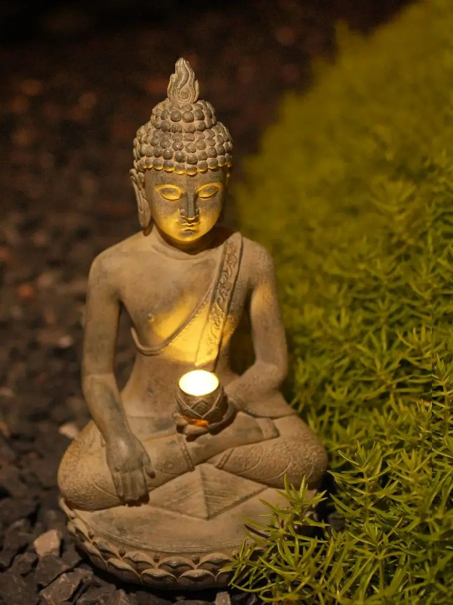 Zen-Inspired Solar-Powered Buddha Statue with Light - Resin Garden & Entryway Decor, Outdoor Ornament