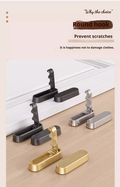 Folding Wall Hook Hidden Robe Towel Coat Hook Aluminum Alloy Rustproof Hook for Home Kitchen Bathroom Black Matte Towel Hanger