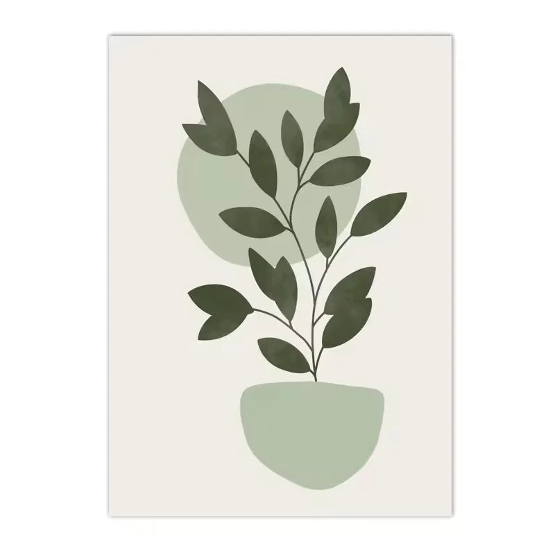 Nordic Sage Green Botanical Posters Prints Pictures Abstract Boho Geometric Wall Art Canvas Painting for Living Room Home Decor