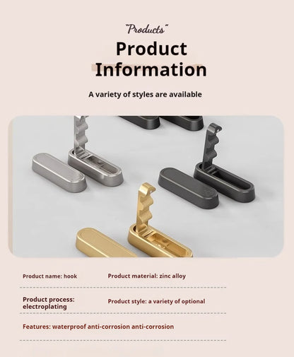 Folding Wall Hook Hidden Robe Towel Coat Hook Aluminum Alloy Rustproof Hook for Home Kitchen Bathroom Black Matte Towel Hanger