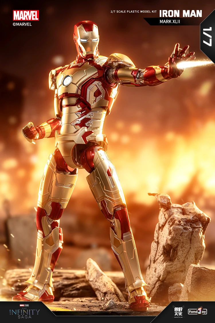 Fondjoy Marvel Iron Man MK42 Assembled Model 10in 1/7 scale Action Figures Reactors can emit light Collect Ornament Boy Toy Gift