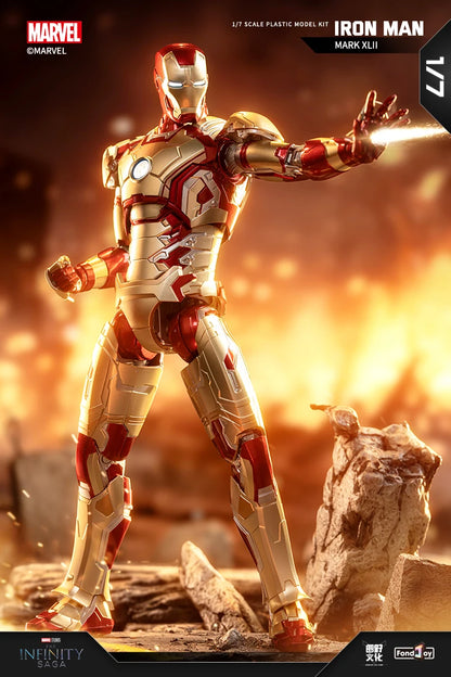 Fondjoy Marvel Iron Man MK42 Assembled Model 10in 1/7 scale Action Figures Reactors can emit light Collect Ornament Boy Toy Gift