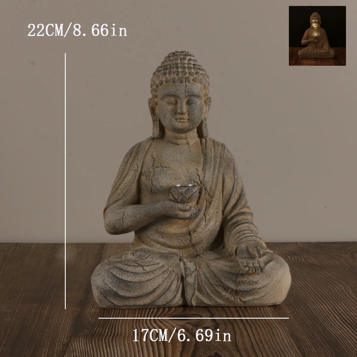 Zen-Inspired Solar-Powered Buddha Statue with Light - Resin Garden & Entryway Decor, Outdoor Ornament
