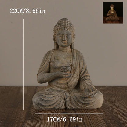 Zen-Inspired Solar-Powered Buddha Statue with Light - Resin Garden & Entryway Decor, Outdoor Ornament