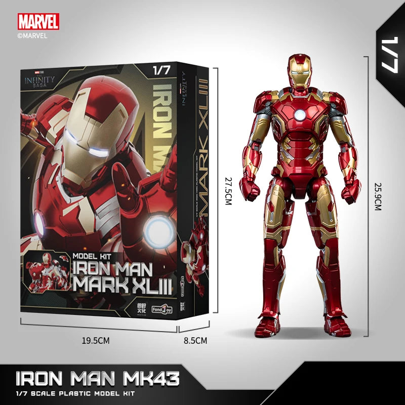 Fondjoy Marvel Iron Man MK42 Assembled Model 10in 1/7 scale Action Figures Reactors can emit light Collect Ornament Boy Toy Gift