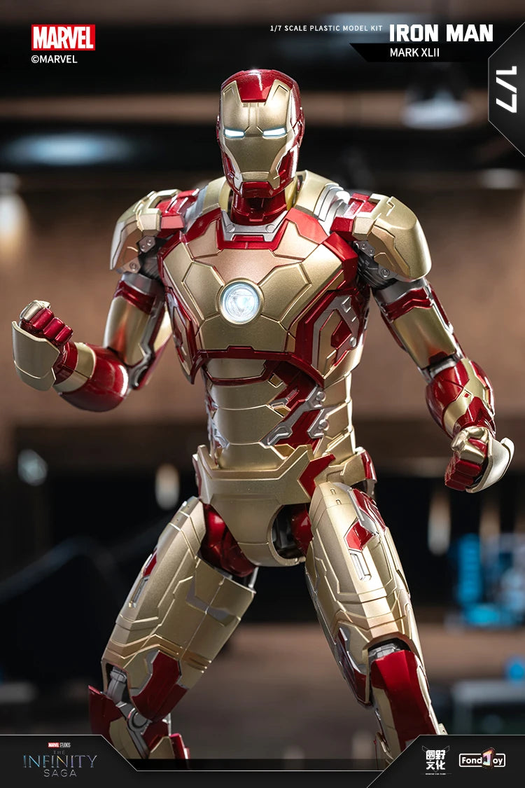 Fondjoy Marvel Iron Man MK42 Assembled Model 10in 1/7 scale Action Figures Reactors can emit light Collect Ornament Boy Toy Gift