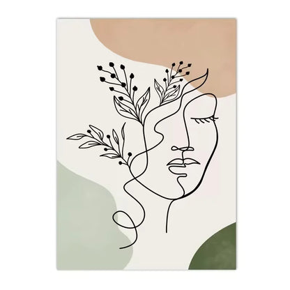 Nordic Sage Green Botanical Posters Prints Pictures Abstract Boho Geometric Wall Art Canvas Painting for Living Room Home Decor